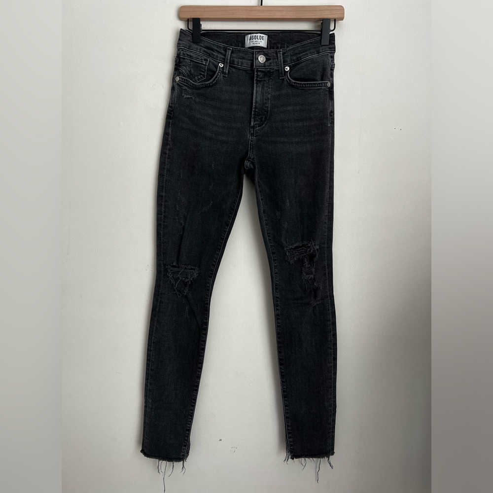Agolde black Feel Good jeans raw hem 27